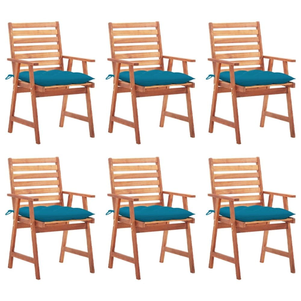 Vidaxl Vonkajšie jedálenské stoličky 6 ks s podložkami masívna akácia